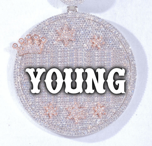 CUSTOM LETTER NECKLACE 3D BIG CROWN DISC