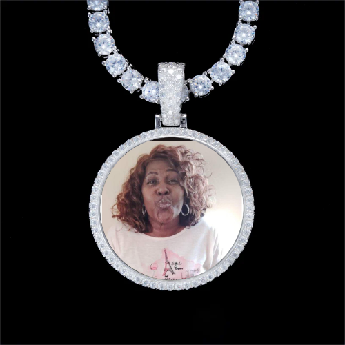 925S & VVS Moissanite 3D Circle Custom Picture Pendant