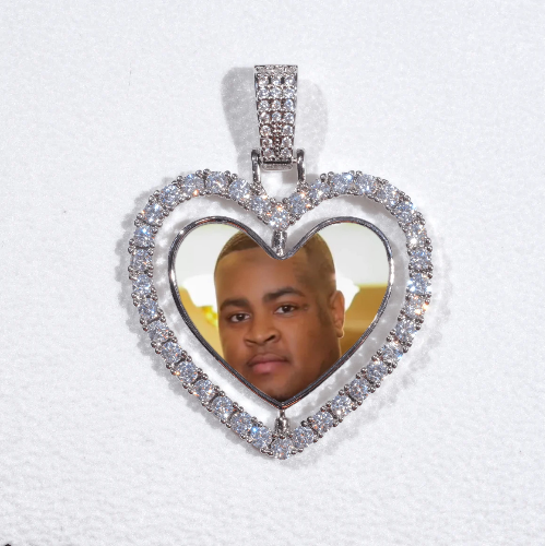 3D Spinning 2-Faced Heart Custom Picture Pendant