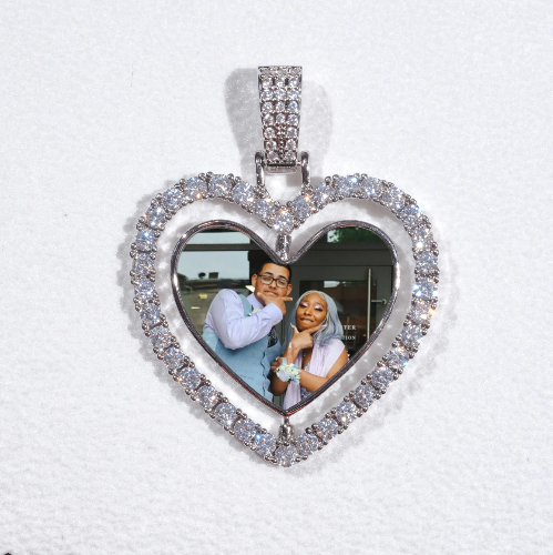 3D Spinning 2-Faced Heart Custom Picture Pendant