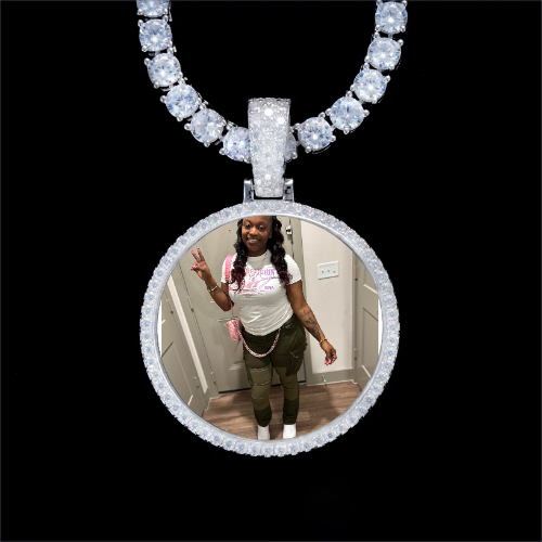 925S & VVS Moissanite 3D Circle Custom Picture Pendant