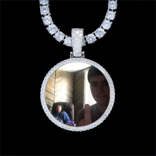 925S & VVS Moissanite 3D Circle Custom Picture Pendant