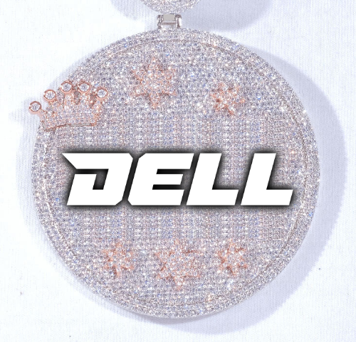 CUSTOM LETTER NECKLACE 3D BIG CROWN DISC