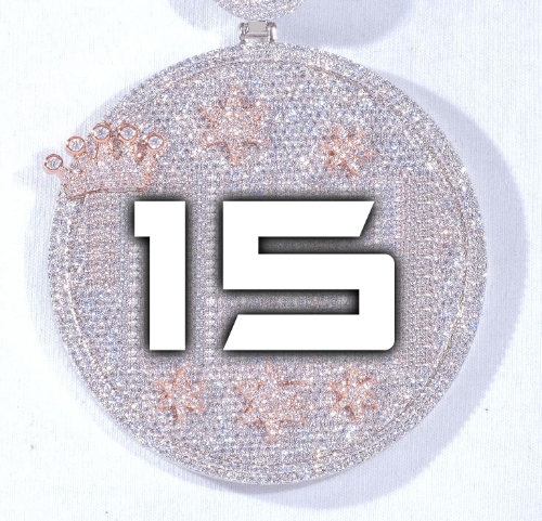 CUSTOM LETTER NECKLACE 3D BIG CROWN DISC
