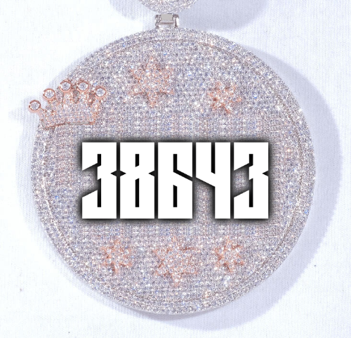 CUSTOM LETTER NECKLACE 3D BIG CROWN DISC