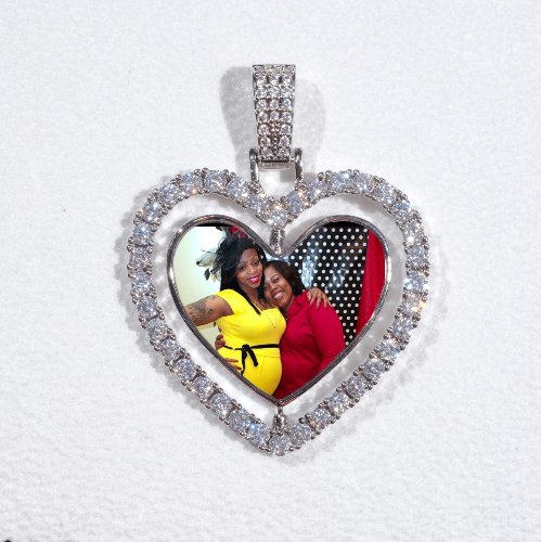3D Spinning 2-Faced Heart Custom Picture Pendant