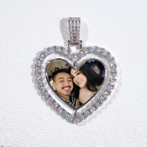 3D Spinning 2-Faced Heart Custom Picture Pendant