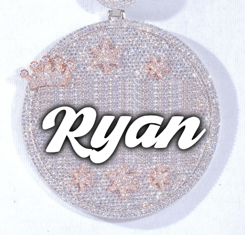 CUSTOM LETTER NECKLACE 3D BIG CROWN DISC