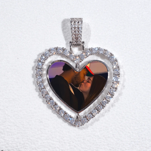 3D Spinning 2-Faced Heart Custom Picture Pendant