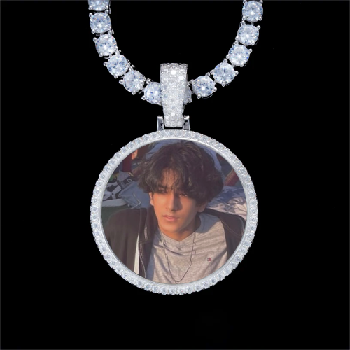 925S & VVS Moissanite 3D Circle Custom Picture Pendant