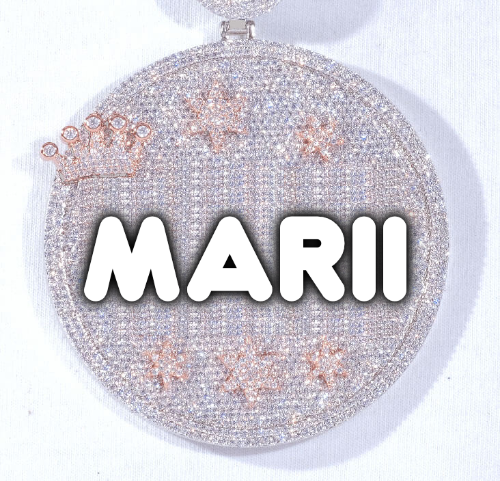 CUSTOM LETTER NECKLACE 3D BIG CROWN DISC