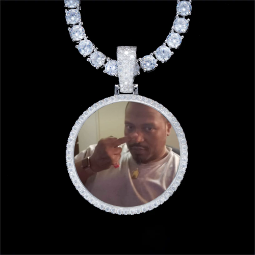 925S & VVS Moissanite 3D Circle Custom Picture Pendant