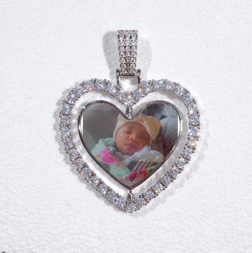 3D Spinning 2-Faced Heart Custom Picture Pendant