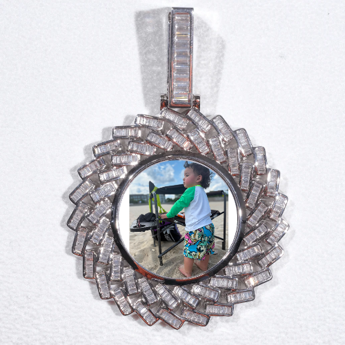 Large 3D Baguette Custom Picture Pendant