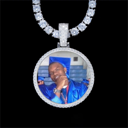 925S & VVS Moissanite 3D Circle Custom Picture Pendant