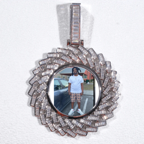 Large 3D Baguette Custom Picture Pendant