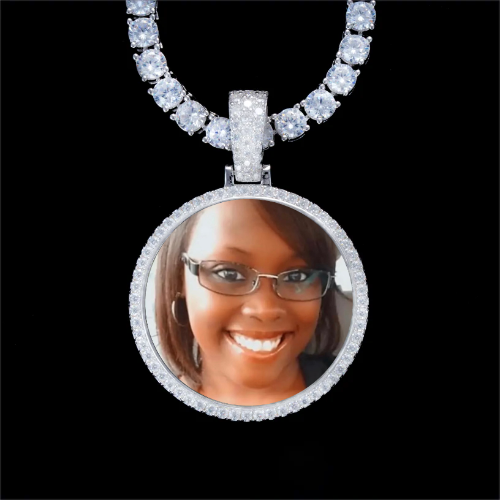 925S & VVS Moissanite 3D Circle Custom Picture Pendant