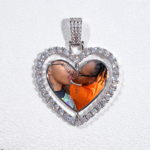 3D Spinning 2-Faced Heart Custom Picture Pendant