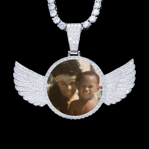 925S & VVS Moissanite 3D Wing Custom Picture Pendant