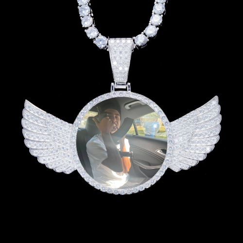 925S & VVS Moissanite 3D Wing Custom Picture Pendant