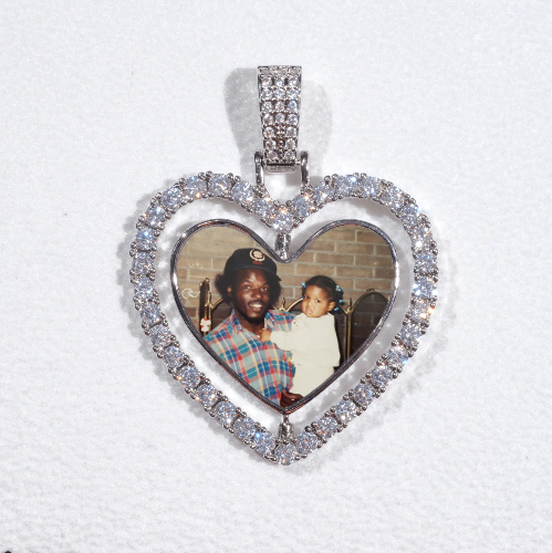 3D Spinning 2-Faced Heart Custom Picture Pendant