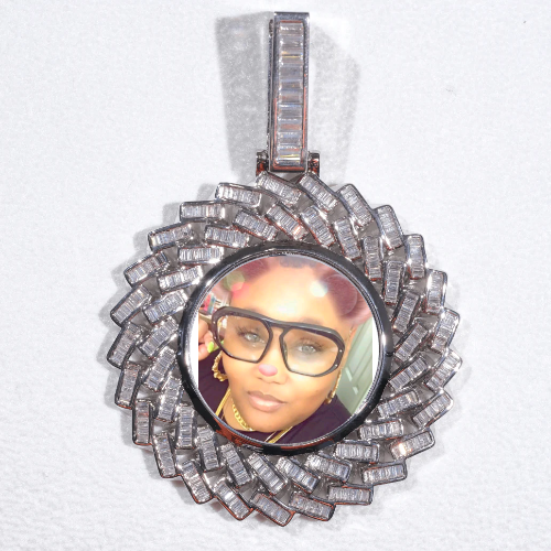Large 3D Baguette Custom Picture Pendant