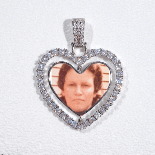 3D Spinning 2-Faced Heart Custom Picture Pendant