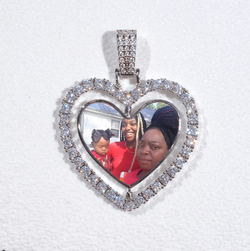 3D Spinning 2-Faced Heart Custom Picture Pendant