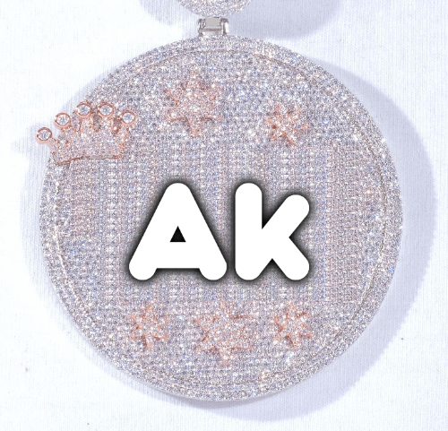 CUSTOM LETTER NECKLACE 3D BIG CROWN DISC
