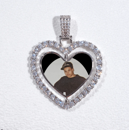 3D Spinning 2-Faced Heart Custom Picture Pendant