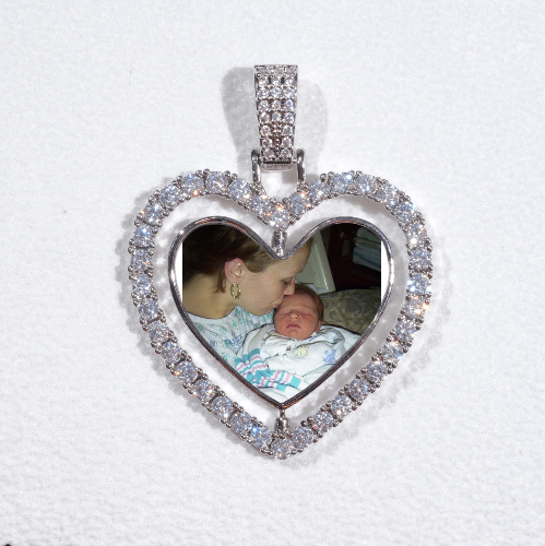 3D Spinning 2-Faced Heart Custom Picture Pendant