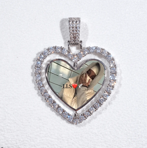 3D Spinning 2-Faced Heart Custom Picture Pendant