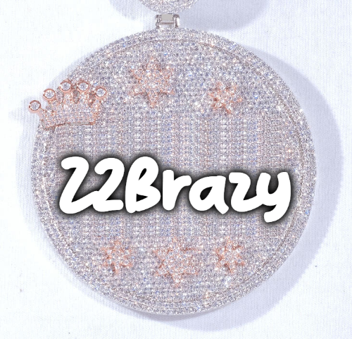 CUSTOM LETTER NECKLACE 3D BIG CROWN DISC