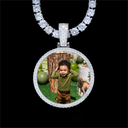 925S & VVS Moissanite 3D Circle Custom Picture Pendant