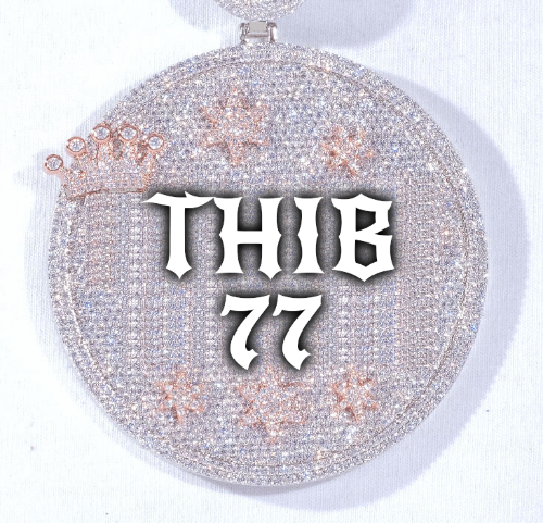 CUSTOM LETTER NECKLACE 3D BIG CROWN DISC
