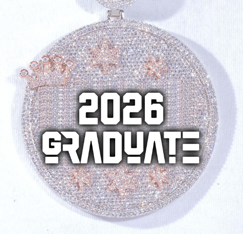 CUSTOM LETTER NECKLACE 3D BIG CROWN DISC