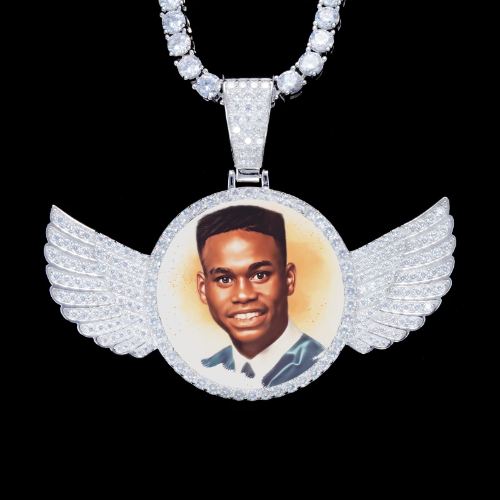 925S & VVS Moissanite 3D Wing Custom Picture Pendant