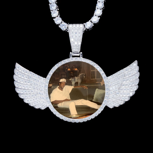 925S & VVS Moissanite 3D Wing Custom Picture Pendant