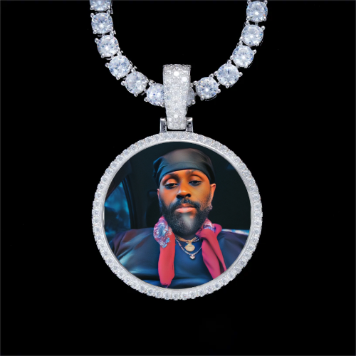 925S & VVS Moissanite 3D Circle Custom Picture Pendant