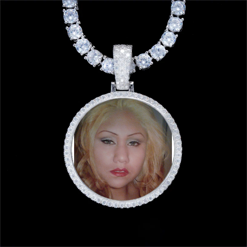 925S & VVS Moissanite 3D Circle Custom Picture Pendant