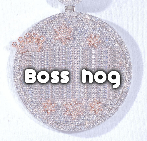 CUSTOM LETTER NECKLACE 3D BIG CROWN DISC