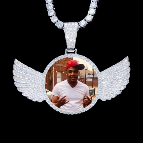 925S & VVS Moissanite 3D Wing Custom Picture Pendant