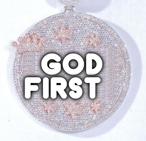 CUSTOM LETTER NECKLACE 3D BIG CROWN DISC