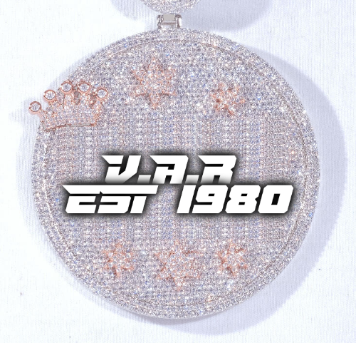 CUSTOM LETTER NECKLACE 3D BIG CROWN DISC