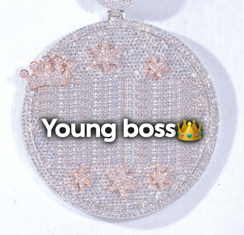 CUSTOM LETTER NECKLACE 3D BIG CROWN DISC