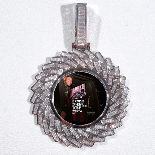 Large 3D Baguette Custom Picture Pendant
