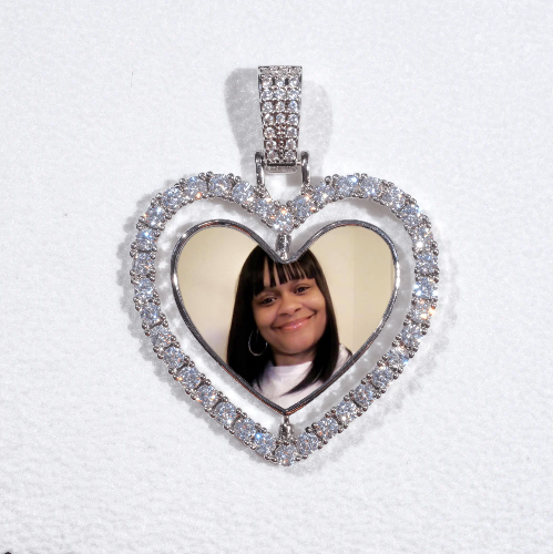 3D Spinning 2-Faced Heart Custom Picture Pendant
