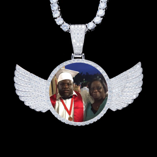 925S & VVS Moissanite 3D Wing Custom Picture Pendant