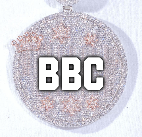 CUSTOM LETTER NECKLACE 3D BIG CROWN DISC