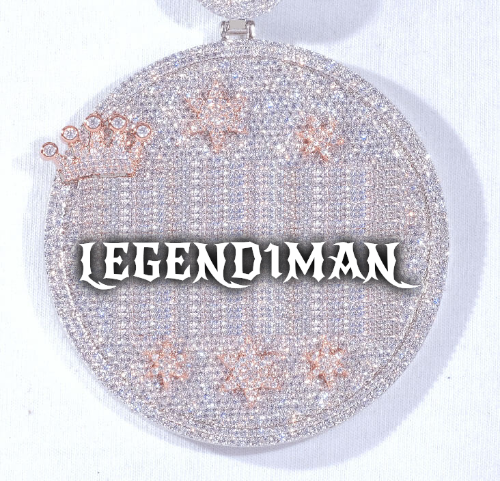 CUSTOM LETTER NECKLACE 3D BIG CROWN DISC